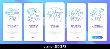 Erfolgreiche Restaurantideen Blue Gradient Onboarding mobile App Bildschirm Stock Vektor
