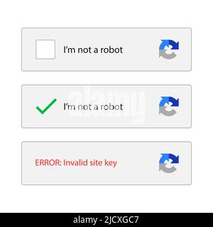 Captcha ich bin kein Roboter-Vektor-Computer-Code Stock Vektor
