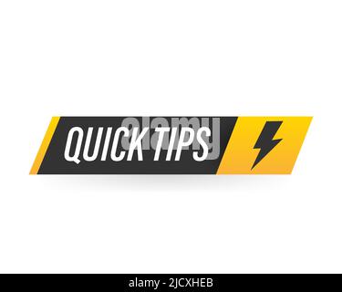 Quick Tips Abzeichen, Bannervektor mit Glühbirne und Sprechblase auf weißem Hintergrund isoliert Stock Vektor