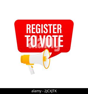 Hand hält Megaphon mit Register, um abzustimmen Stock Vektor