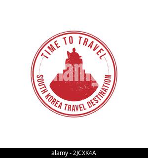 Grunge Gummistempel mit dem Text Südkorea travel Destination in der Marke geschrieben. Zeit zum Reisen. Silhouette von Südkorea historischen Ort Stock Vektor
