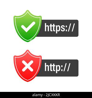 http- und https-Protokolle auf Shield. Stock Vektor