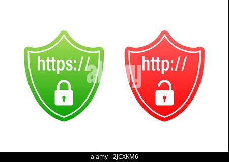 http- und https-Protokolle auf Shield. Stock Vektor