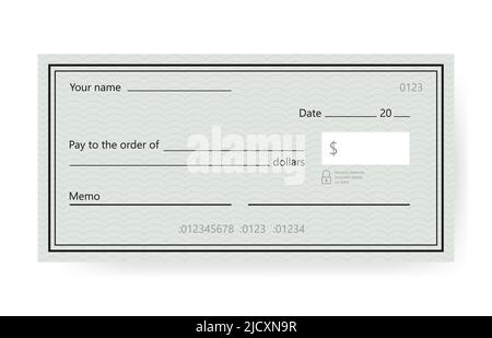 Leere Prüfvorlage. Vorlage für Bankschecks. Vektorgrafik Stock Vektor