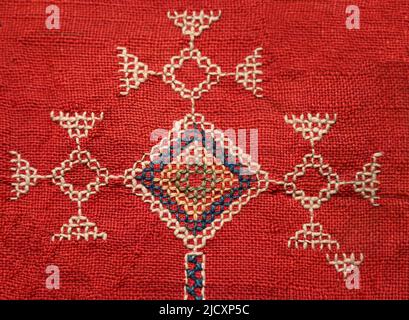 Antike Indische Tribal Textil Rajasthan Motiv Stickerei Handgemachte Vintage Schal Dekor Kunst Kunst Kunst Tuch Stoff Stockfoto