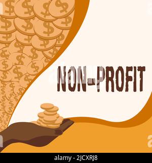 Schreiben mit Text Non Profit. Wort geschrieben auf die Bereitstellung von Produkten oder Dienstleistungen, ohne dafür zurückzuzahlen Palm Geld für Hypothekenpläne tragen Stockfoto