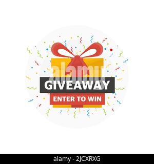 Giveaway-Logo-Vorlage für Social-Media-Beiträge oder Website-Banner. Stock Vektor