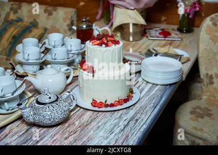 Köstlicher Kuchen aus nächster Nähe bei einem Bankett Stockfoto