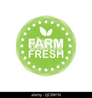 Farm frisches Etikett mit Blättern. Ideal für natürliches Produktdesign Stock Vektor