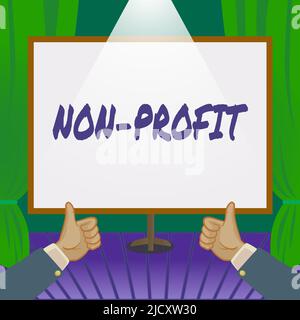 Schreiben mit Text Non Profit. Internet-Konzept Bereitstellung von Produkten oder Dienstleistungen, ohne im Gegenzug zu zahlen Hände Daumen nach oben Neue Ideen zeigen Stockfoto