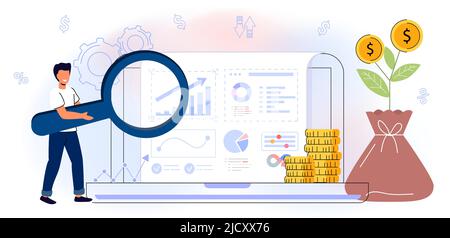 Budgetplanung Vektor-Illustration flaches Konzept Finanzbuchhaltung Berechnung finanzieller Einnahmen und Ausgaben Steuerpflichtige Steuerlast Besteuerung fiskalischer Poli Stock Vektor