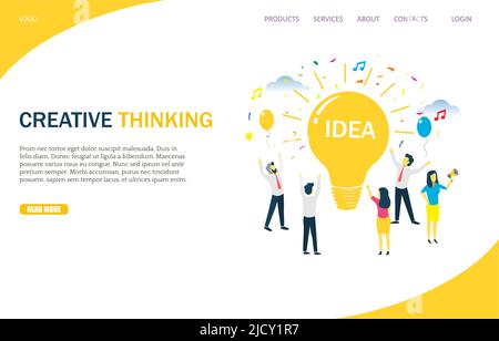 Creative Thinking Vektor Website Landing Page Design Vorlage Stock Vektor