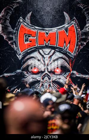 Dessel, Belgien. 16.. Juni 2022. Illustration Bild aufgenommen am ersten Tag des Graspop Metal Meeting Festivals in Dessel, am Donnerstag, 16. Juni 2022. Nach zwei abgesagten Ausgaben wegen der Corona Virus Pandemie, wird das Graspop Festival wieder über vier Tage organisiert. BELGA FOTO JASPER JACOBS Quelle: Belga Nachrichtenagentur/Alamy Live News Stockfoto