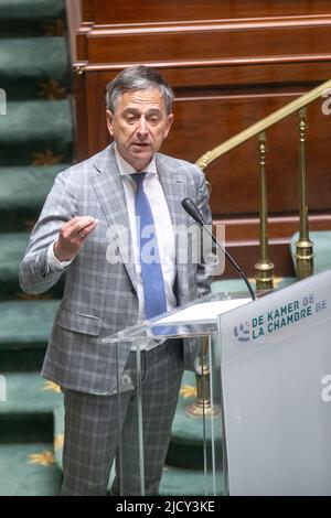 Brüssel, Belgien. 16.. Juni 2022. CD&V's Servais Verherstraeten im Rahmen einer Plenarsitzung der Kammer im Bundestag in Brüssel, Donnerstag, 16. Juni 2022. BELGA FOTO HATIM KAGHAT Kredit: Belga Nachrichtenagentur/Alamy Live News Stockfoto