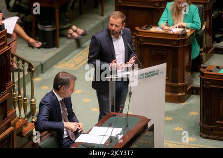 Brüssel, Belgien. 16.. Juni 2022. PS' Patrick Prevot im Bild während einer Plenarsitzung der Kammer im Bundestag in Brüssel, Donnerstag, 16. Juni 2022. BELGA FOTO HATIM KAGHAT Kredit: Belga Nachrichtenagentur/Alamy Live News Stockfoto