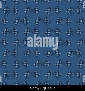 Rennflagge nahtlose Mustergravur. Vintage Sport Hintergrund in handgezeichneter Stil. Vektor wiederholte Textur für Druck, Stoff, Verpackung, Tapete, ti Stock Vektor