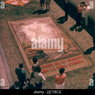 ALFOMBRA DE FLORES PARA EL DIA DEL CORPUS. Lage: AUSSEN. LA OROTAVA. TENERIFFA. SPANIEN. Stockfoto