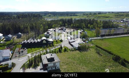 Luftaufnahmen eines teuren Landhauses Stockfoto