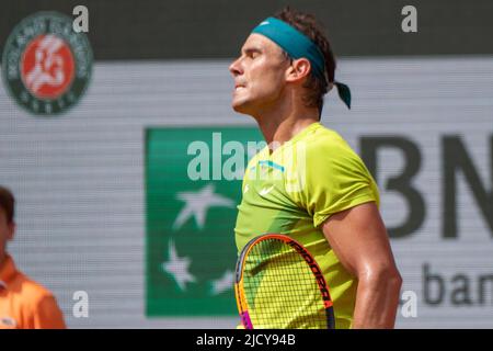 Paris, Frankreich. 05.. Juni 2022. Roland Garros Rafael Nadal während eines Tennisspiels gegen Casper Ruud, das für das Finale des Roland Garros 2022 Männer-Turniers in Paris, Frankreich, gilt. Richard Callis/SPP Kredit: SPP Sport Pressefoto. /Alamy Live News Stockfoto