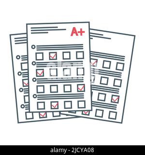 Vektordarstellung für Testmedizin. Symbol Forschung Labor Ergebnis Blut und Business Papier Dokument. Prüfungscheckformular und Schulung zur Prüfungsanalyse Stock Vektor