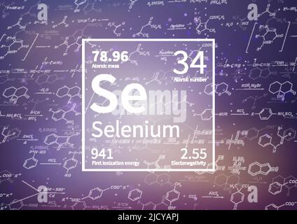Selenchemisches Element mit erster Ionisationsenergie, Atommasse und Elektronegativitätswerten auf wissenschaftlichem Hintergrund Stock Vektor
