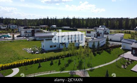 Luftaufnahmen eines teuren Landhauses Stockfoto
