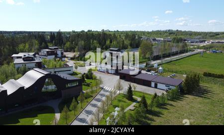 Luftaufnahmen eines teuren Landhauses Stockfoto