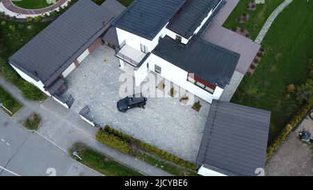 Luftaufnahmen eines teuren Landhauses Stockfoto