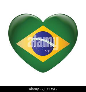Flaggensymbol für Brasilien auf weißem Hintergrund isoliert. Flagge Brasiliens. Flaggensymbol glänzend. Stock Vektor