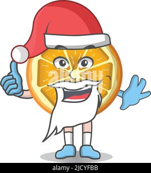 Eine Illustration von Slice OrangeFruit Maskottchen Figur im Weihnachtsmann Kostüm Stock Vektor