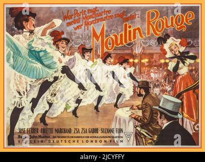 Vintage Moulin Rouge Filmposter 1954 von John Huston mit Jose Ferrer Colette Marchand Zsa Zsa Gabor Suzanne Flon Stockfoto