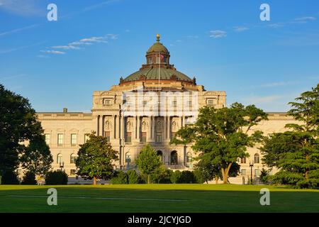 Kongressbibliothek in Washington, D.C., USA. Eine der größten Bibliotheken der Welt. Thomas Jefferson Building, das Hauptgebäude der Bibliothek. Stockfoto