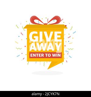 Giveaway-Logo-Vorlage für Social-Media-Beiträge oder Website-Banner. Stock Vektor