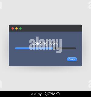 Datenfenster mit Fortschrittsbalken wird geladen. Stock Vektor