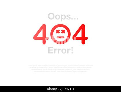 Seite mit einem Fehler 404 im beliebten linearen Stil. Die Vorlage meldet, dass die Seite nicht gefunden wurde Stock Vektor