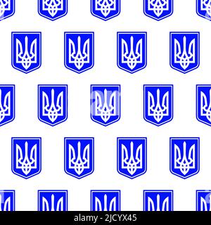 Nahtloses Dreizack-Muster auf dem Schild. Wappen der Ukraine Stock Vektor