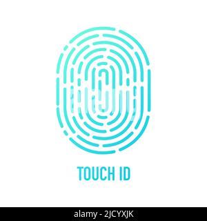 Touch ID - Vektorgrafik. Fingerabdruck auf weißem Hintergrund isoliert. Stock Vektor