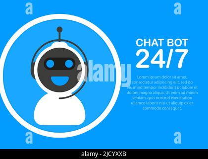 Chatbot Icon Konzept, Chat bot oder Chatterbot. Roboter Virtuelle Unterstützung Von Website Oder Mobilen Anwendungen Stock Vektor