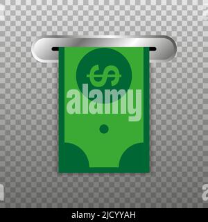 Geld am Geldautomaten abheben. Vektorgrafik. Stock Vektor