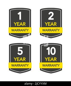 Badges Set mit Jahresgarantie auf weißem Hintergrund. Vektorgrafik. Stock Vektor