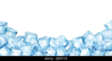 Realistische Eiswürfel blockiert Komposition mit leerem Raum umgeben von bunten Eiswürfelbildern Vektordarstellung Stock Vektor