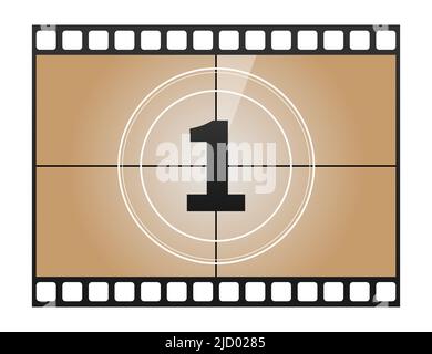 Ein klassischer Film Countdown Frame auf der Nummer eins. Vektorgrafik. Stock Vektor