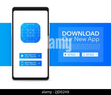 Download-Seiten. App für Mobilgeräte. Geschäftskonzept. Smartphone-Symbol mit Touchscreen. Stock Vektor