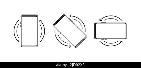 Mobiltelefon drehen. Schalten Sie das Gerät ein. Symbol für die Geräterichtung. Vektorgrafik. Stock Vektor