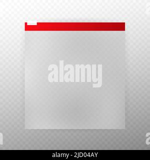 Realistische rote Plastiktüten auf Reißverschlüssen. Vektorgrafik. Stock Vektor