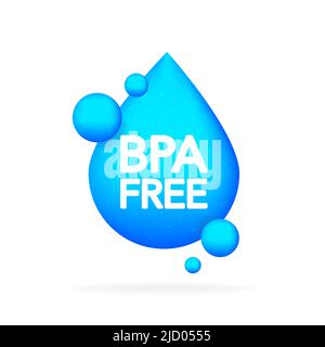 BPA-frei. Realistisches Blau ein Tropfen. Webdesign. Vektorgrafik. Stock Vektor