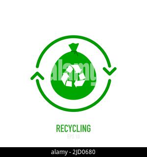 Symbol für Abfallrecycling. Müllbeutel in flachem Stil. Vektorgrafik. Stock Vektor