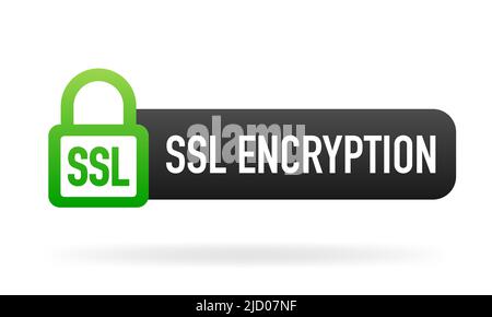 SSL-Verschlüsselungs-Label. Sicheres Banner. Vektorgrafik. Stock Vektor