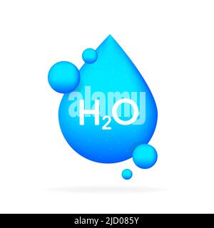 H2O realistisches Blau ein Tropfen Wasser. Webdesign. Vektorgrafik. Stock Vektor