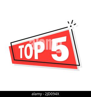 Top 5. Rote Taste. Flache Vektorgrafik auf weißem Hintergrund. Stock Vektor